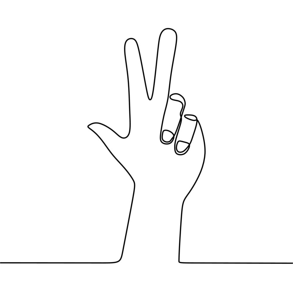 continuous line drawing on hand gestures vector