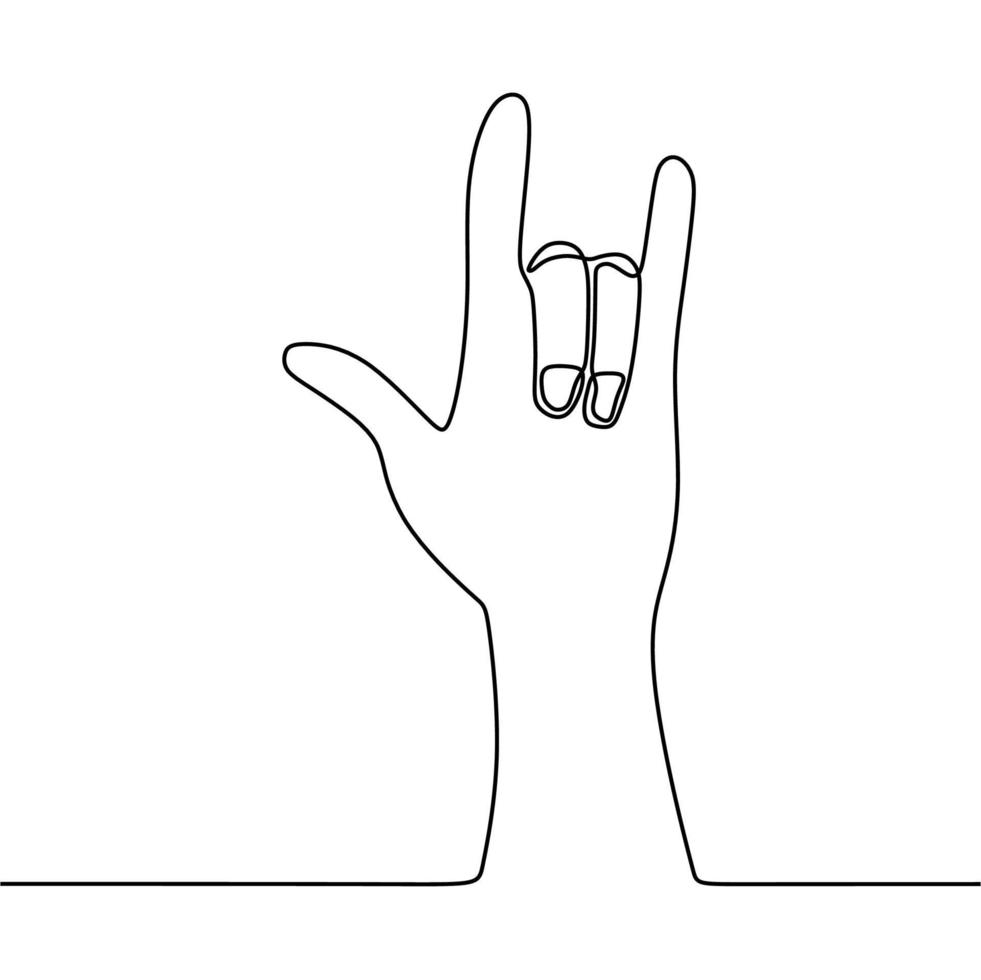 continuous line drawing on hand gestures vector