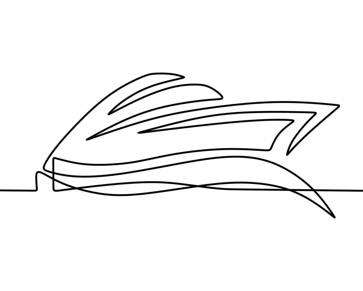 continuous line drawing on boat vector