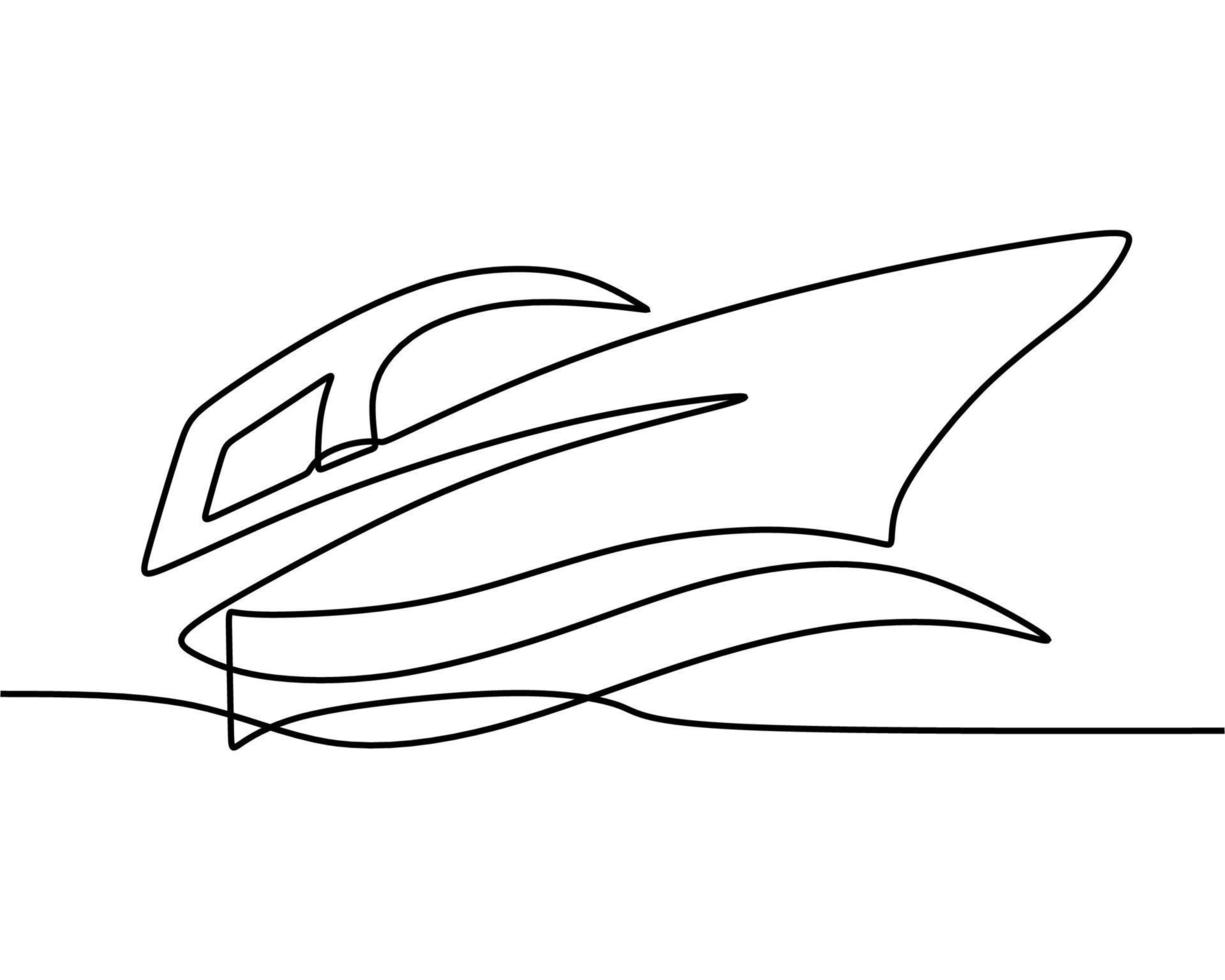 continuous line drawing on boat vector