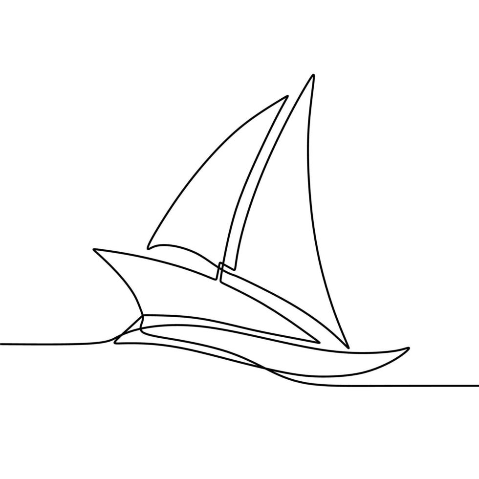 dibujo de línea continua en barco vector