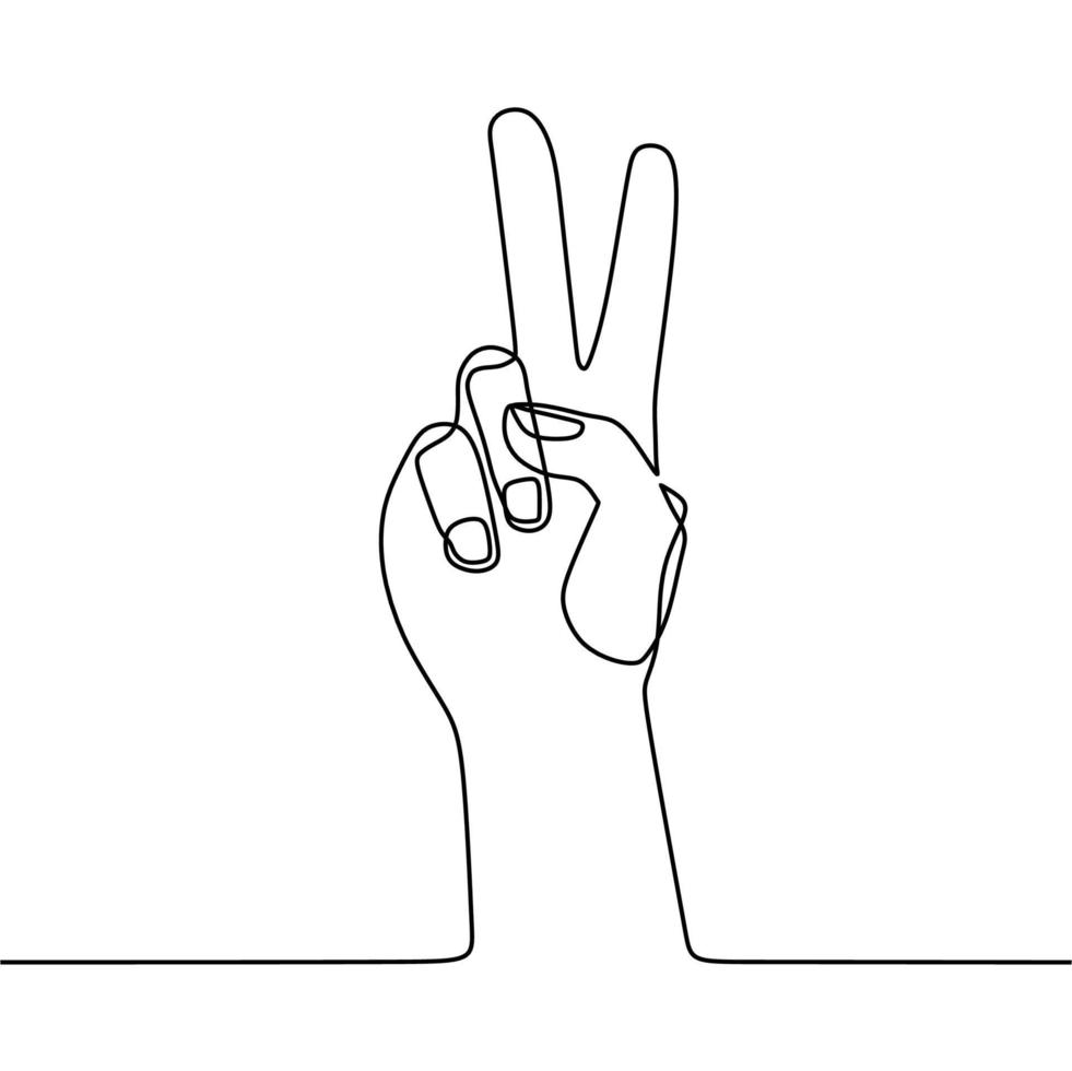 continuous line drawing on hand gestures vector