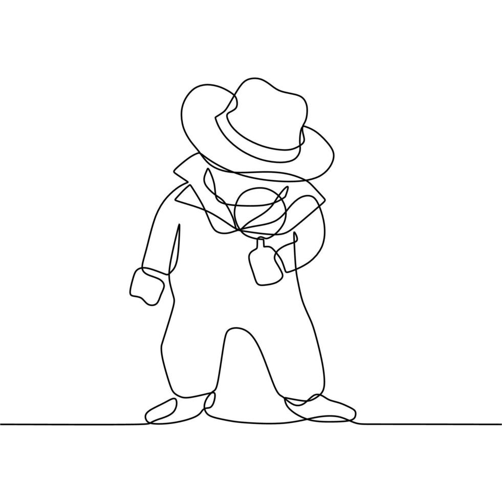 continuous line drawing on detective vector