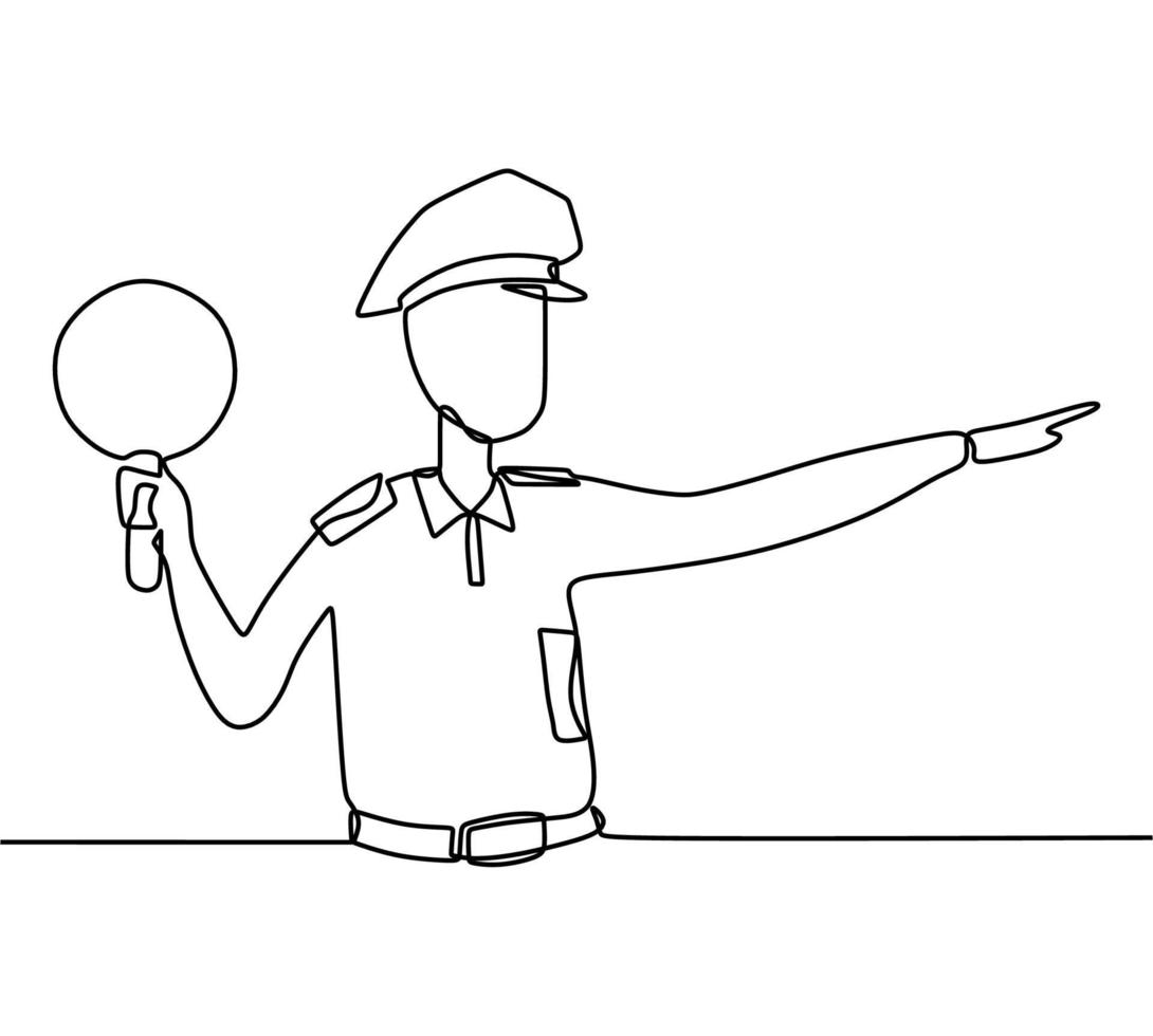 continuous line drawing on police vector