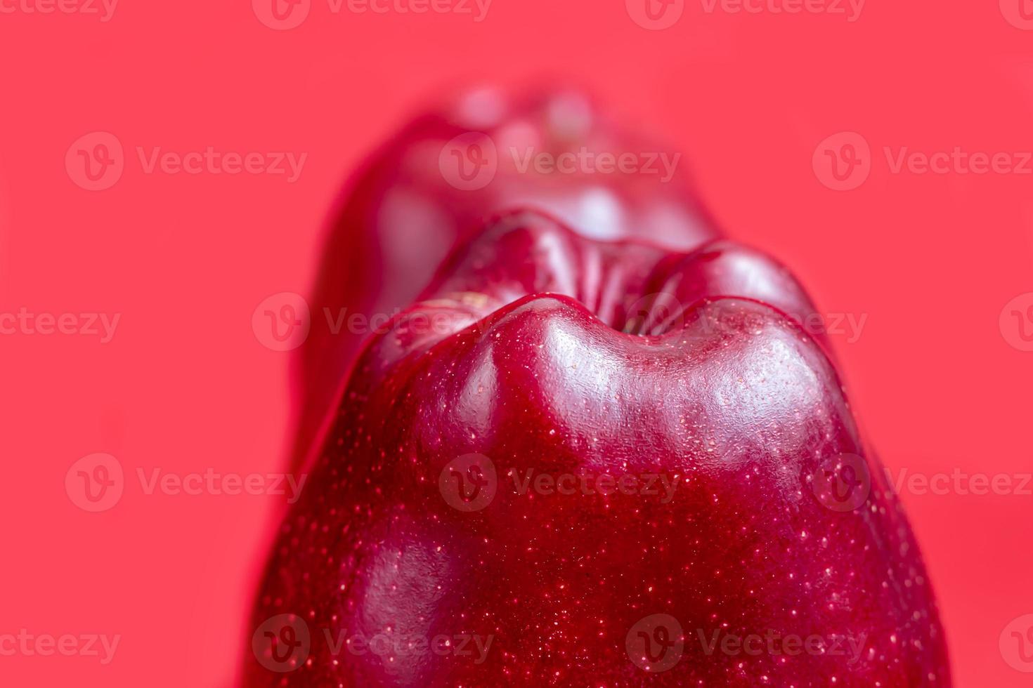 Red apples on a colored background. Selective focus. Harvesting. Healthy food. photo