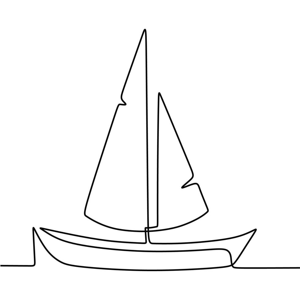dibujo de línea continua en barco vector