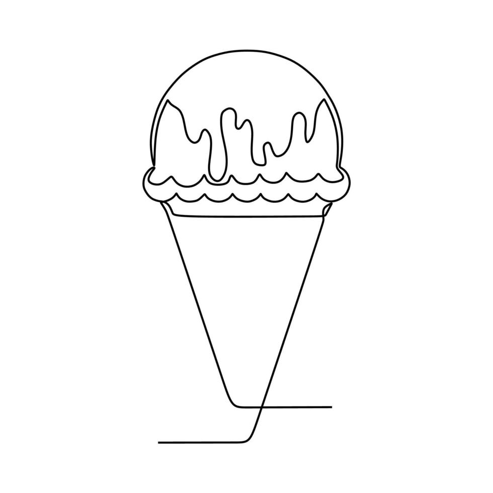 continuous line drawing on ice cream vector
