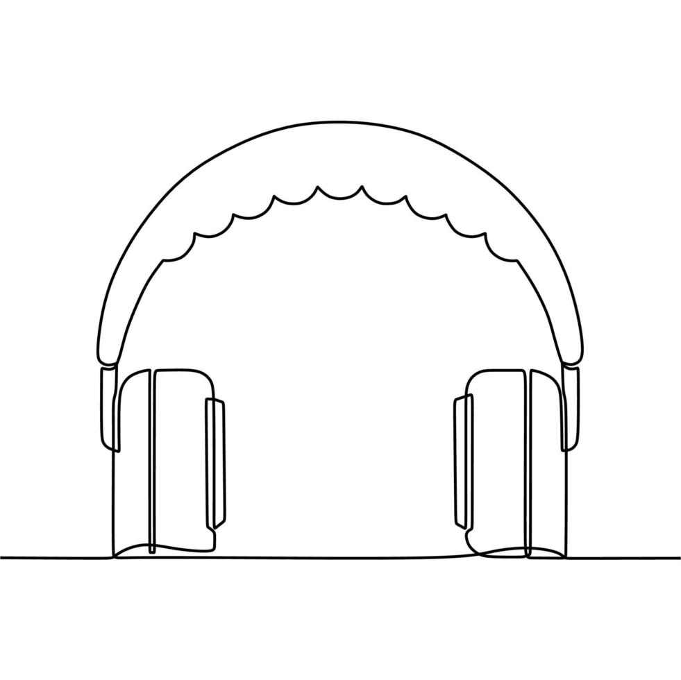 continuous line drawing on headphone vector