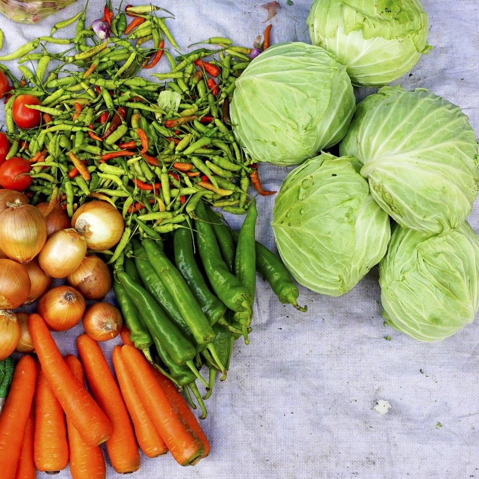 mixed vegetables in fresh market asia photo