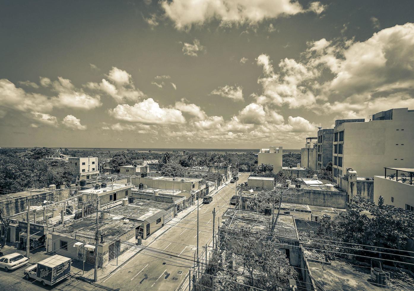 Playa del Carmen Quintana Roo Mexico 2022 Cityscape caribbean ocean and beach panorama view Playa del Carmen. photo