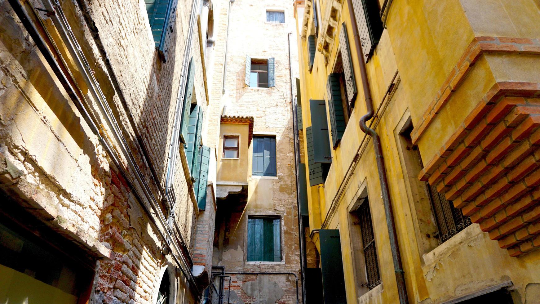 layer of old building in old town venice photo