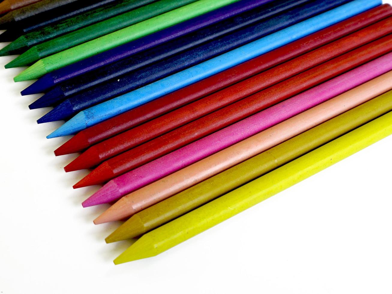 closeup Color pencils layout diagonal photo