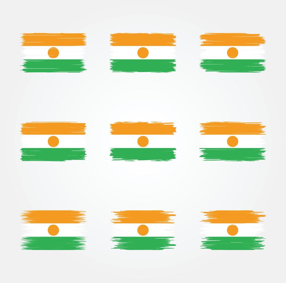 Niger Flag Brush Collection vector