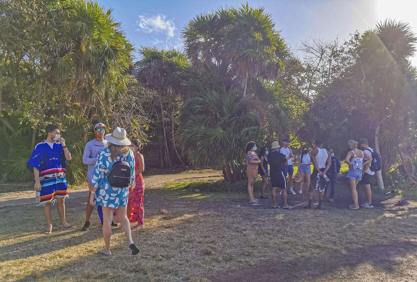 Tulum Quintana Roo Mexico 2022 Ancient Tulum ruins Mayan site temple pyramids artifacts seascape Mexico. photo