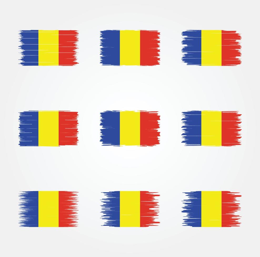 colección de pinceles de bandera de rumania vector