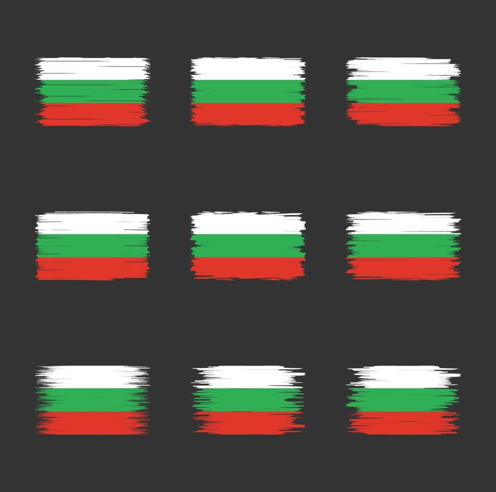 colección de pinceles de bandera de bulgaria vector