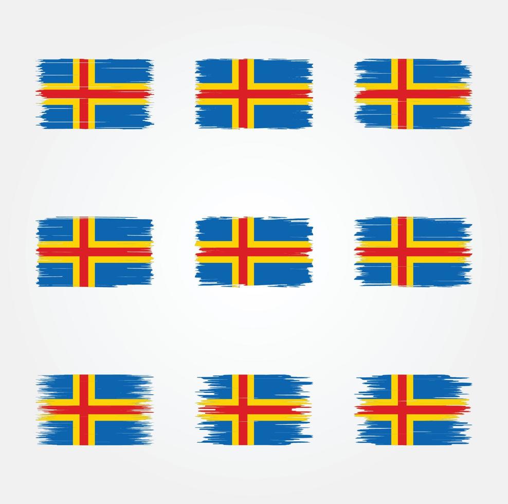 pincel de bandera de las islas aland. bandera nacional vector