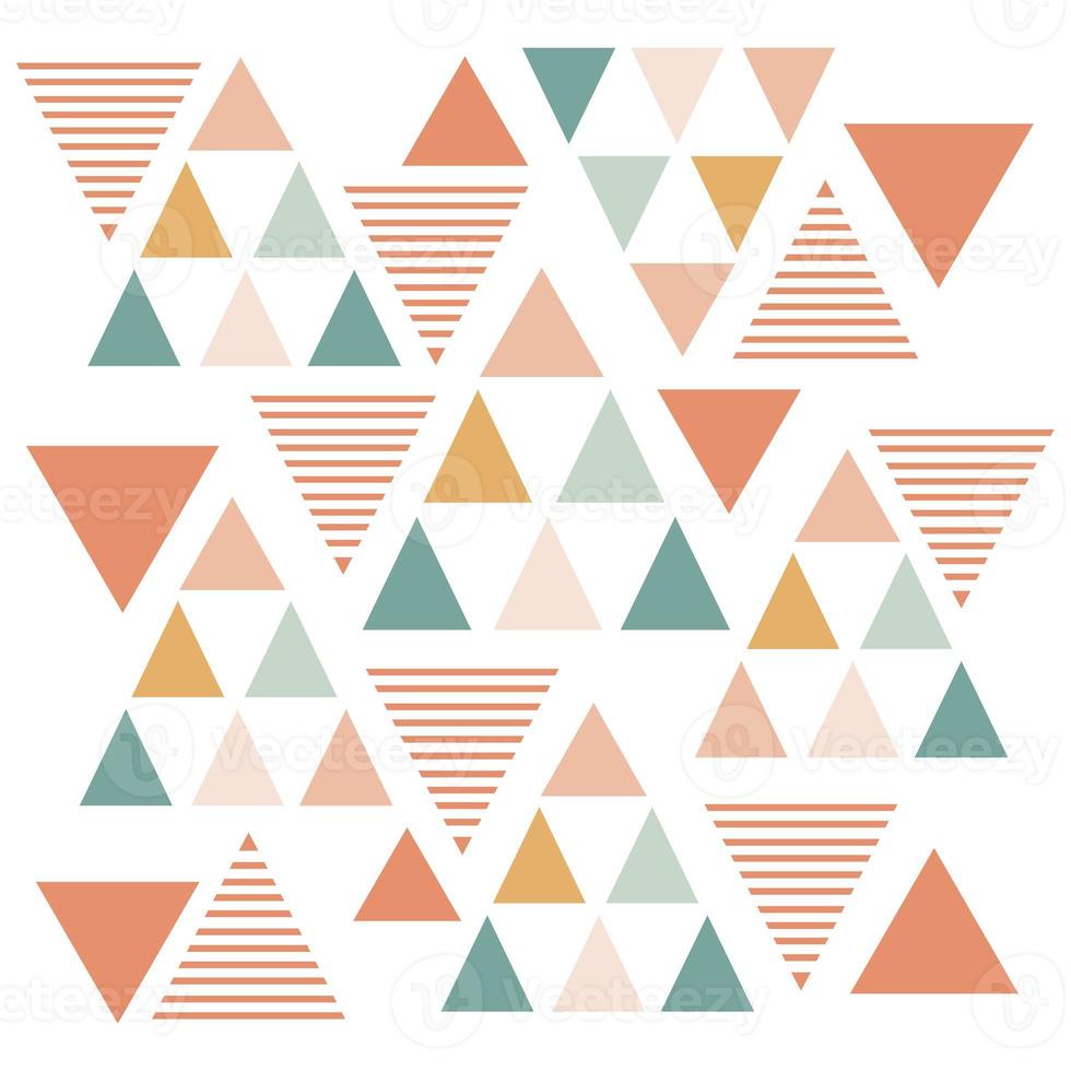 Geometric Triangle vector surface pattern color variation and different size background pastel chic color mix with outline square frame photo