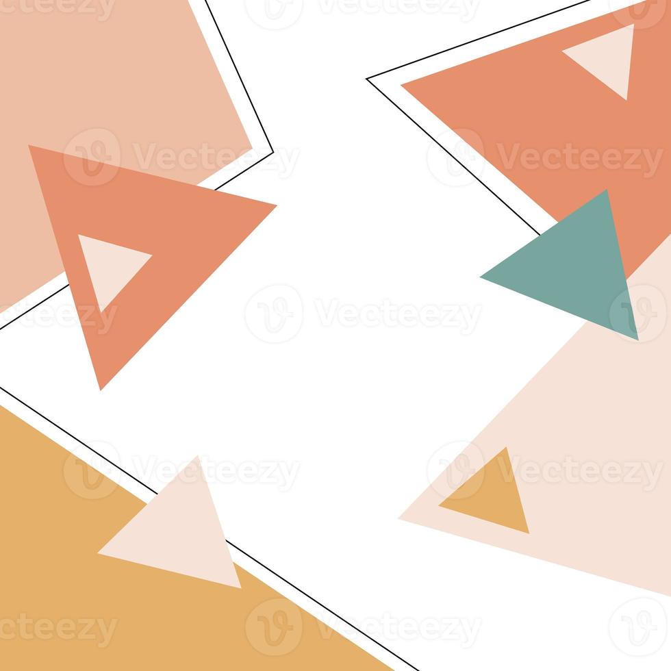 Modern Geometric Triangle vector pattern color variation and different size background pastel chic color mix with outline square frame photo