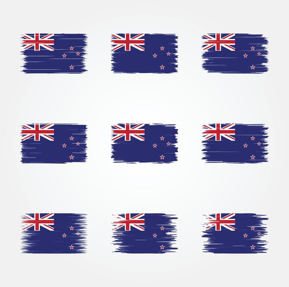 New Zealand Flag Brush Collection vector