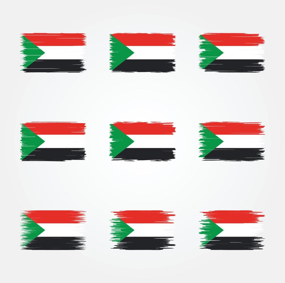 Sudan Flag Brush Collection vector