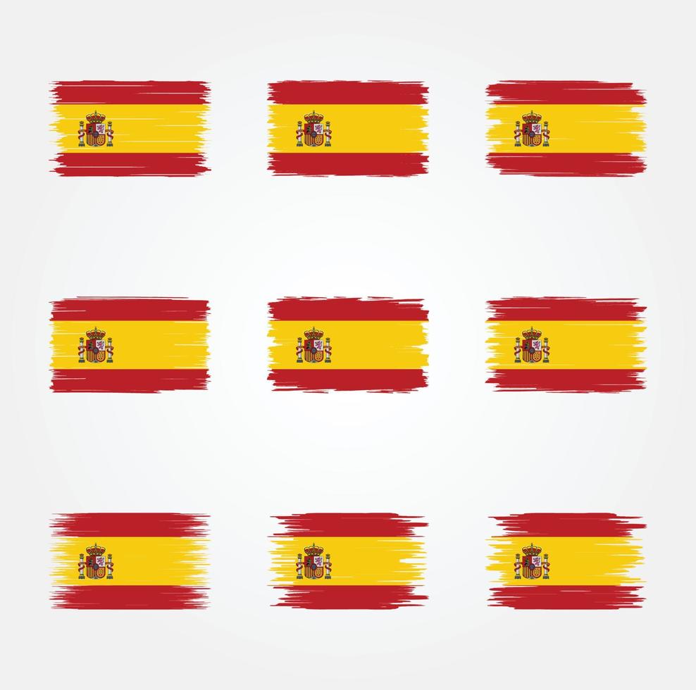 colección de pinceles de bandera de españa vector