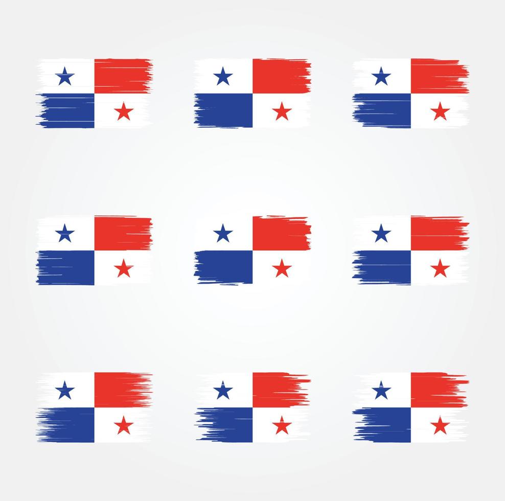 Panama Flag Brush Collection vector