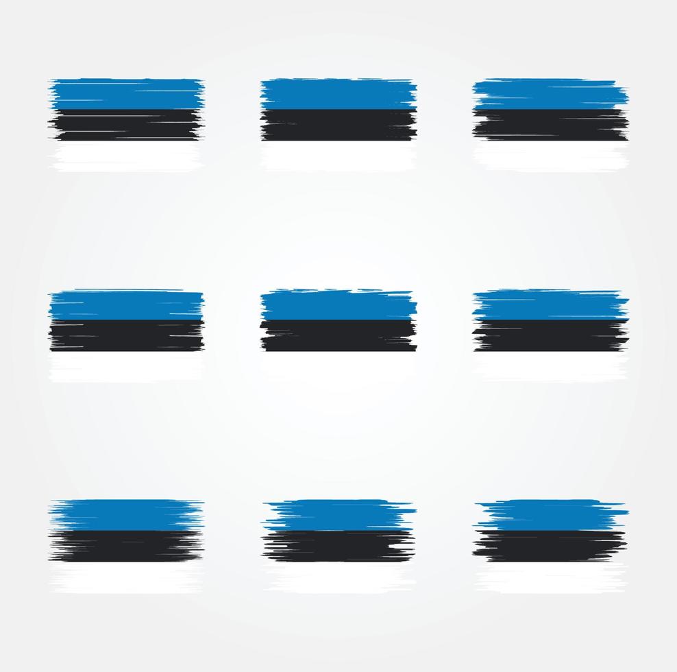 colección de pinceles de bandera de estonia vector