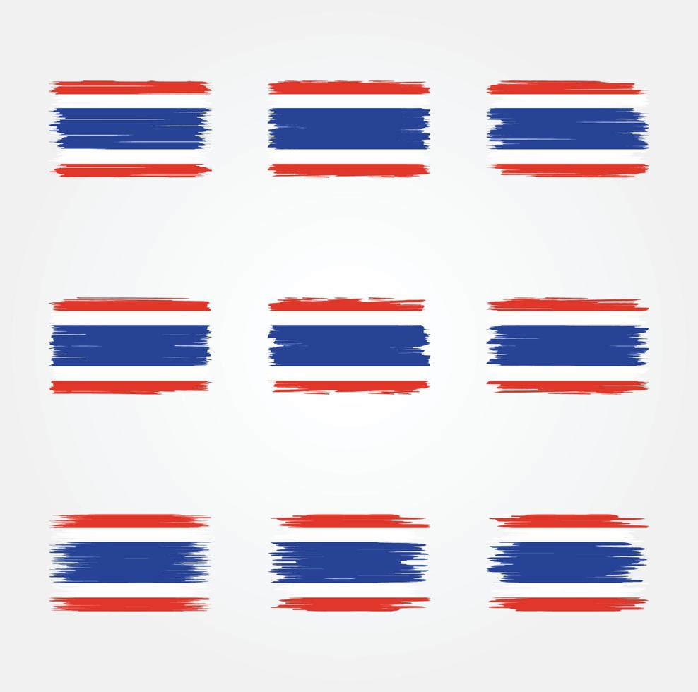 colección de pinceles de bandera de tailandia vector