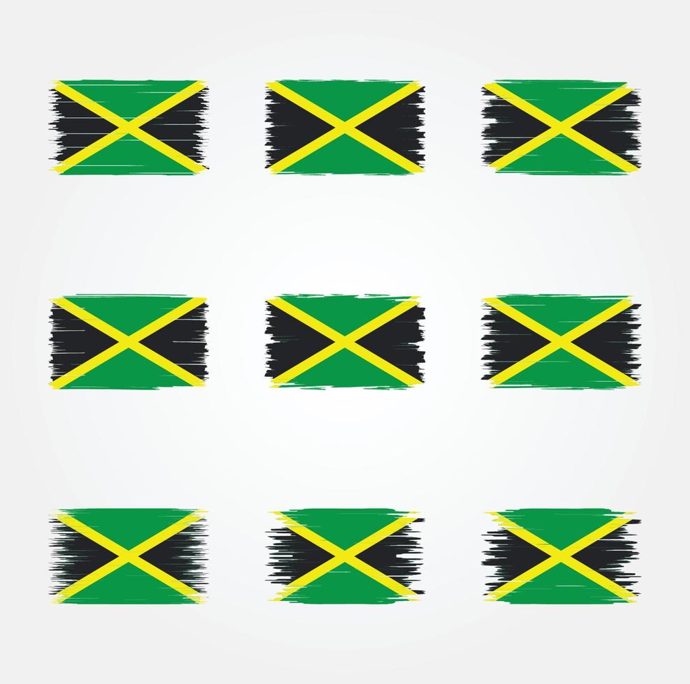 colección de pinceles de bandera de jamaica vector