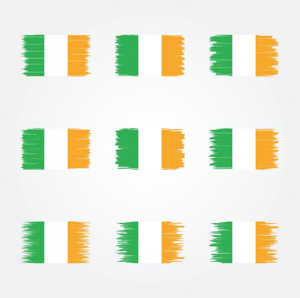 colección de pinceles de bandera de irlanda vector