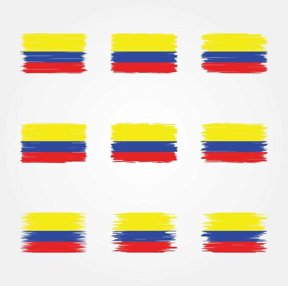 colección de pinceles de bandera de colombia vector