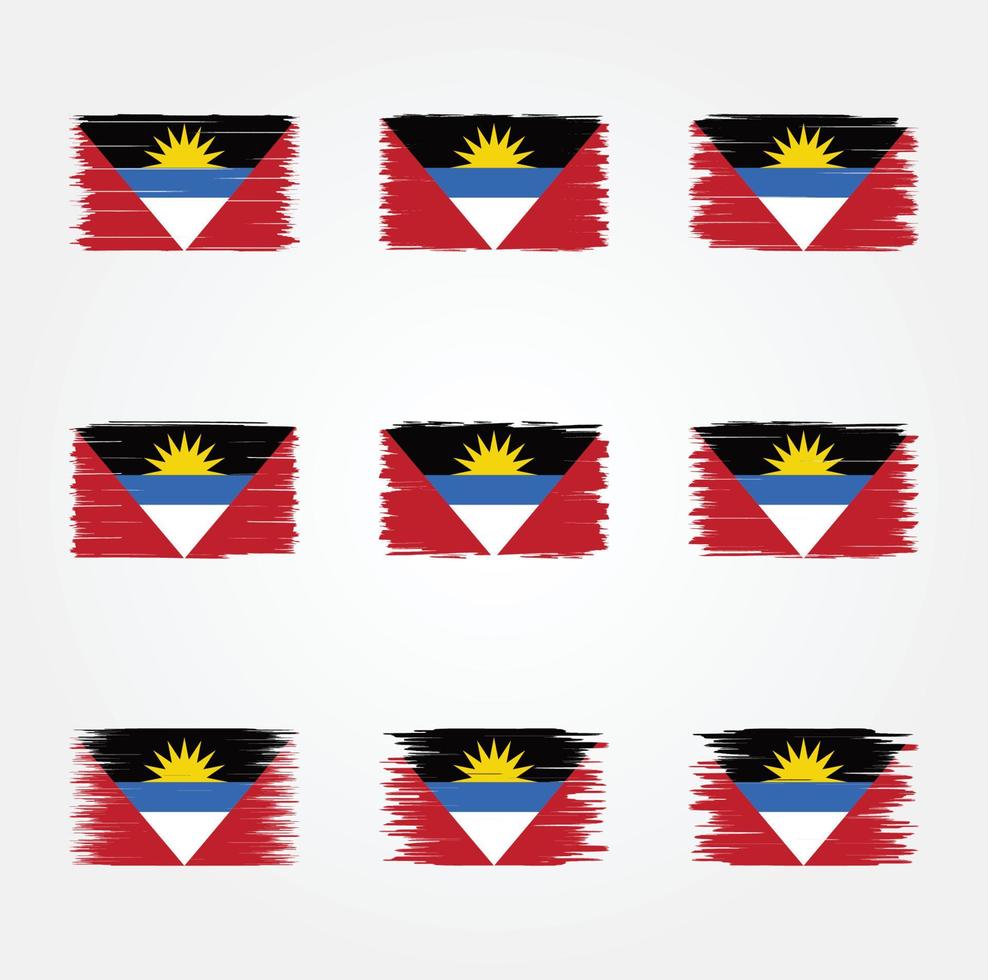 Antigua and Barbuda Flag Brush Collection vector