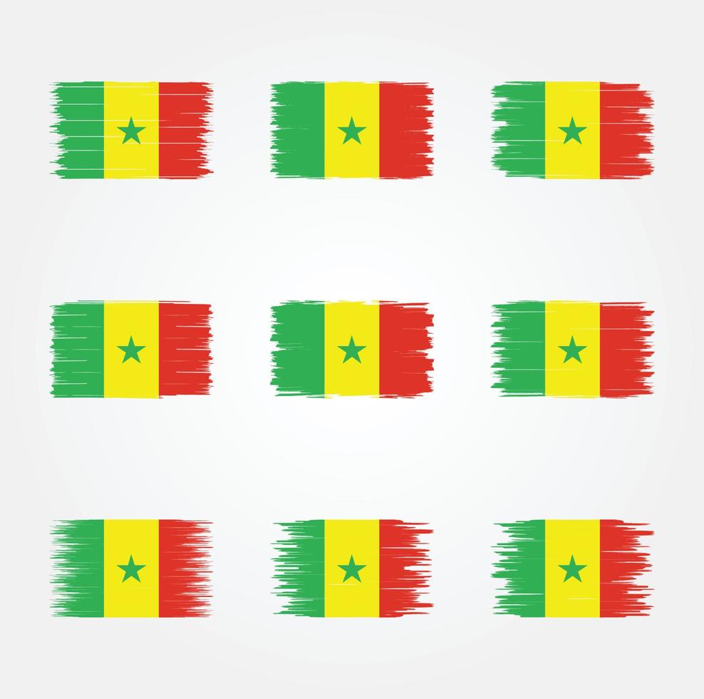 Senegal Flag Brush Collection vector