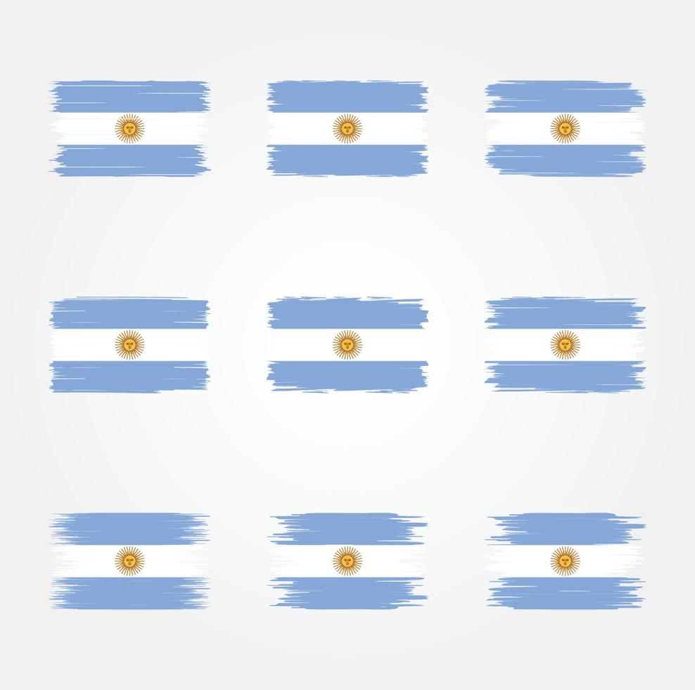colección de pinceles de bandera argentina vector