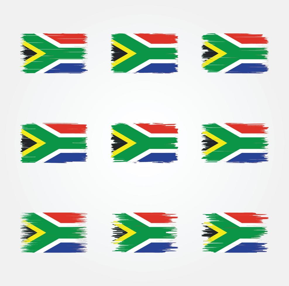 colección de pinceles de bandera de sudáfrica vector