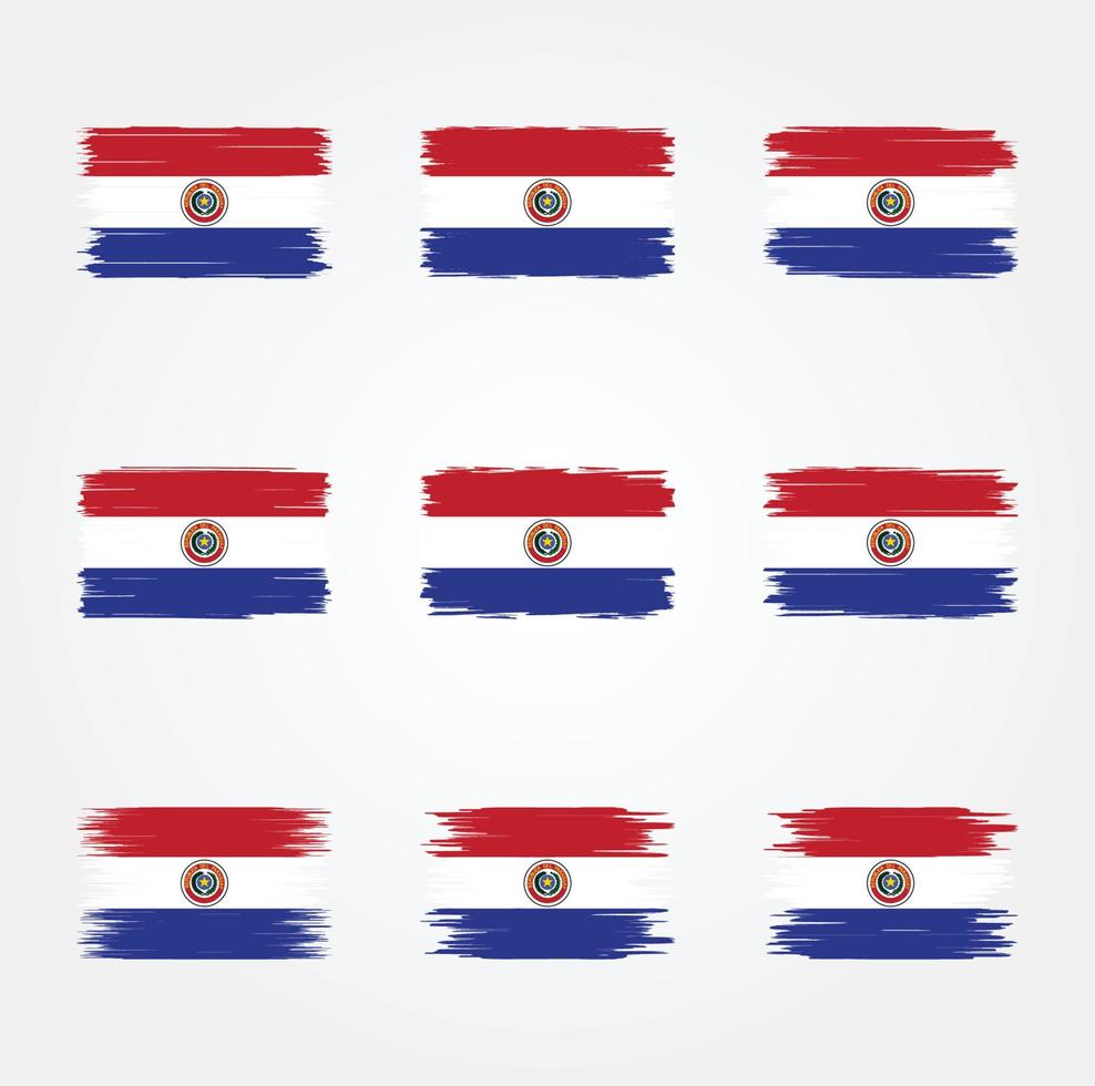 colección de pinceles de bandera de paraguay vector