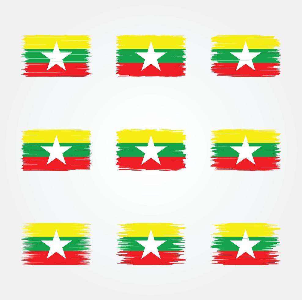 Myanmar Flag Brush. National Flag vector