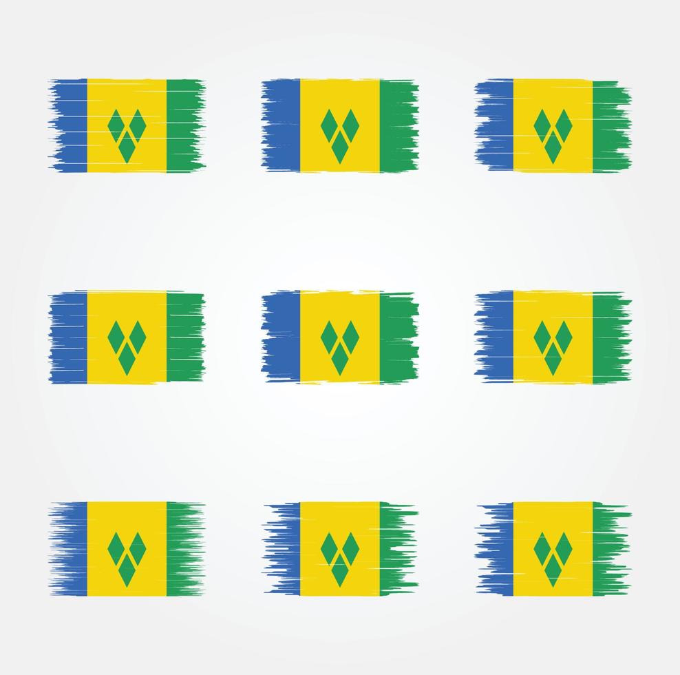 Saint Vincent and the Grenadines Flag Brush Collection vector