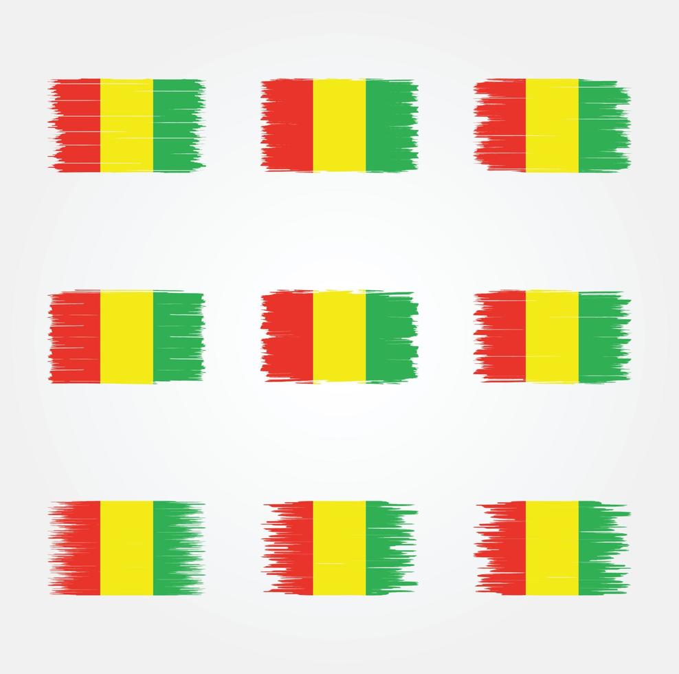 colección de pinceles de bandera de guinea vector