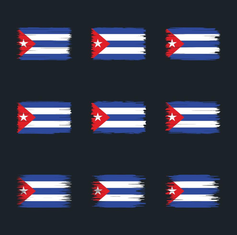 colección de pinceles de bandera de cuba vector