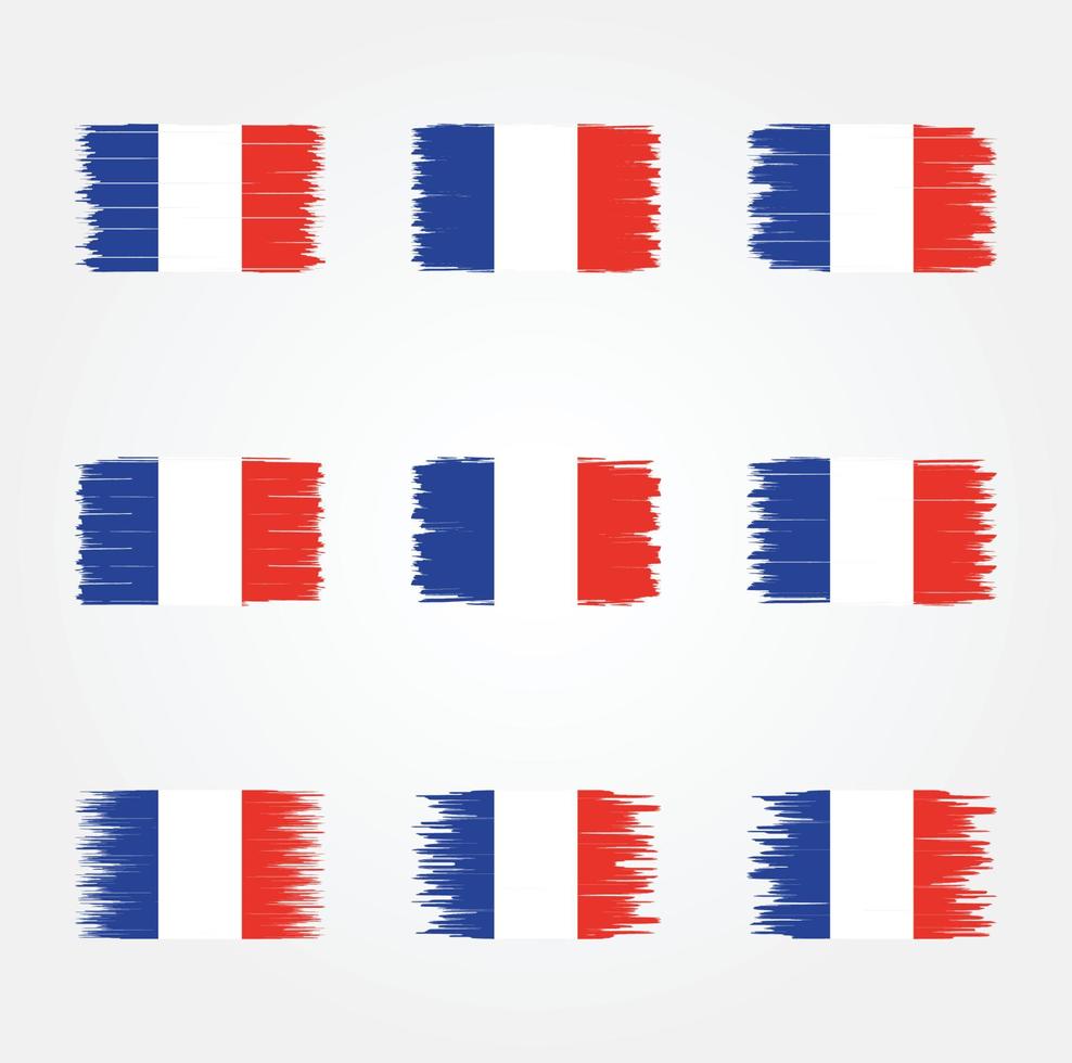 colección de pinceles de bandera de francia vector