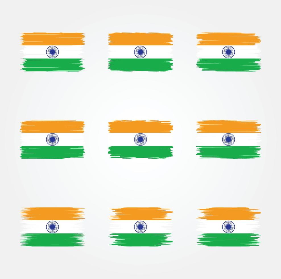 colección de pinceles de bandera india vector