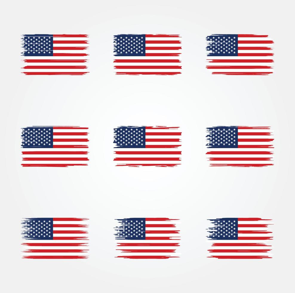 colección de pinceles de bandera americana vector