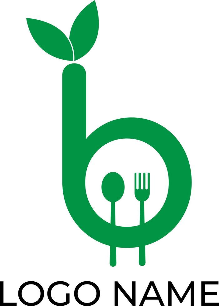 b letter natural food logo vector