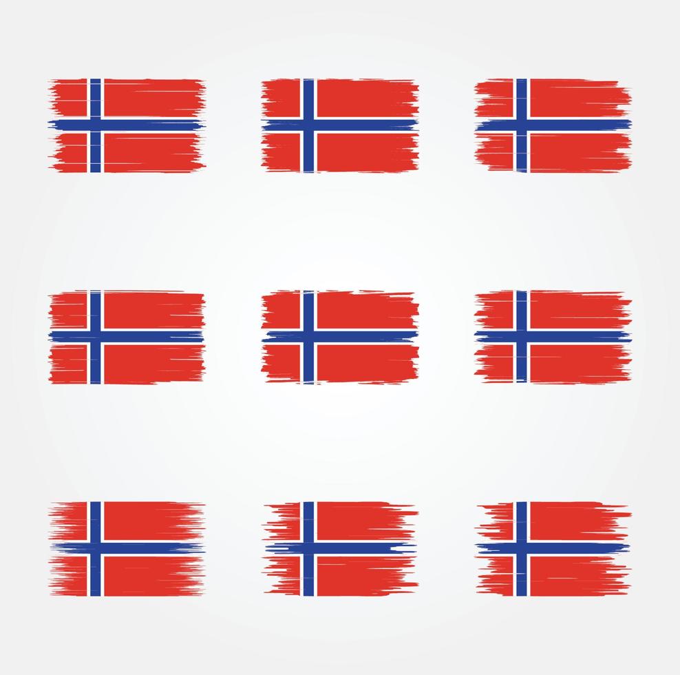 colección de pinceles de bandera de noruega vector