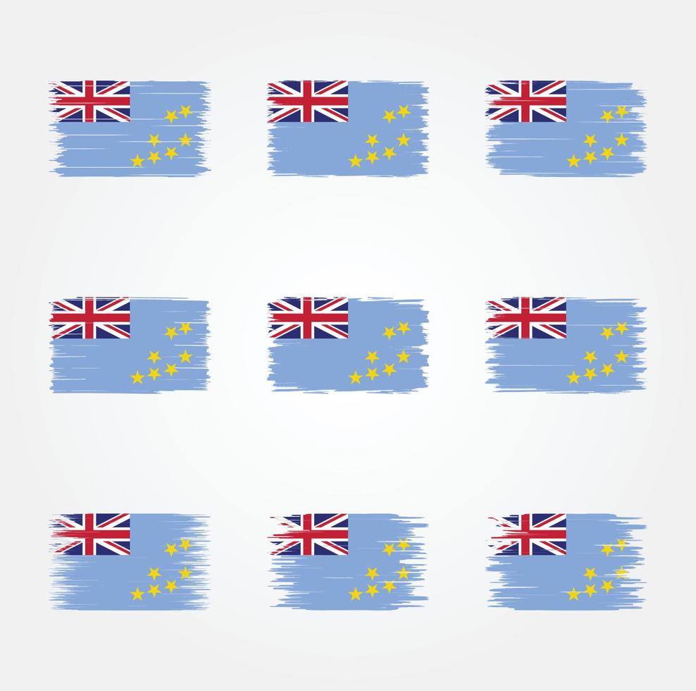 Tuvalu Flag Brush Collection vector