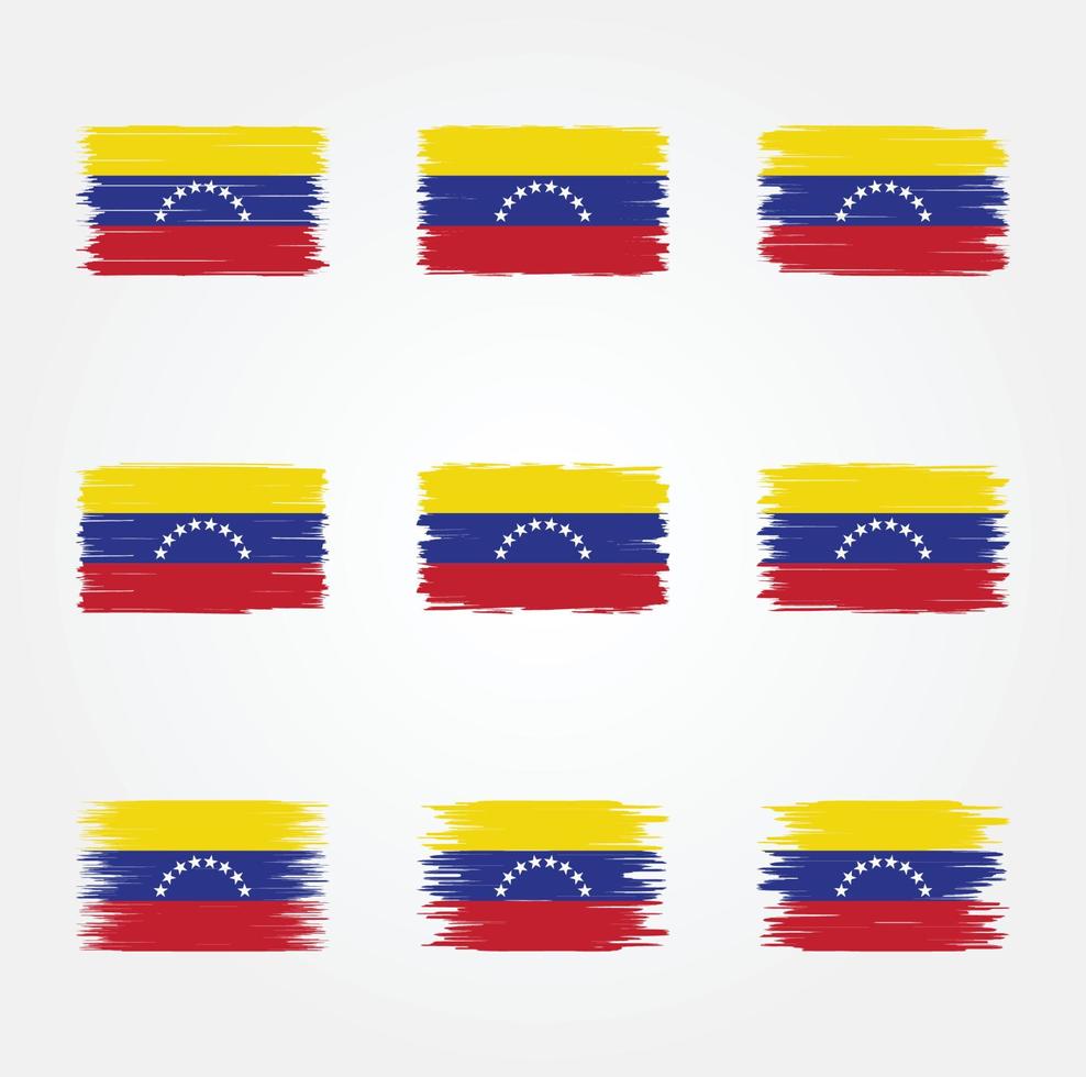 colección de pinceles de bandera de venezuela vector