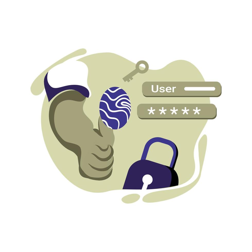 safe forgot password Icon Illustration vector for website mobile app, concept fingerprint security perfect for ui ux, project, landing page web, brochure, advertising, flayer