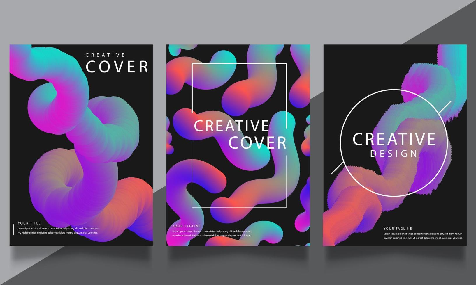 Set of vector abstract trendy, futuristic gradient illustrations, backgrounds for the cover of magazines about dreams, future, design , music poster.